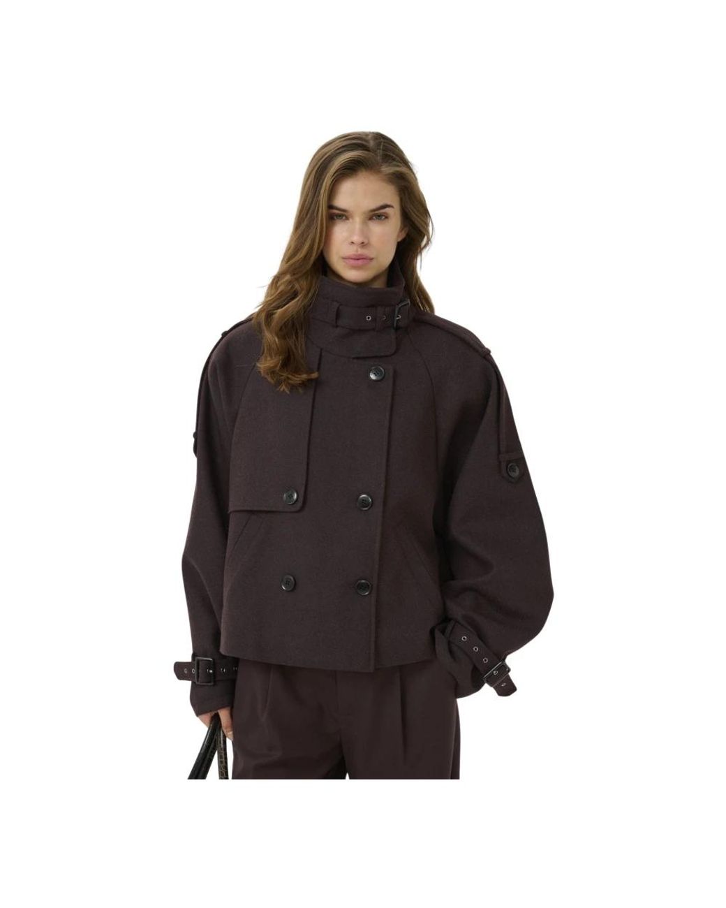 Gestuz Black Double-Breasted Coats