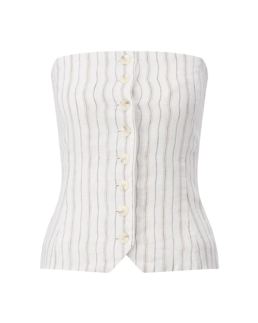 Samsøe & Samsøe Tops ,Wit ,Leer Gestreepte Mouwloze Top Slim Fit in het White