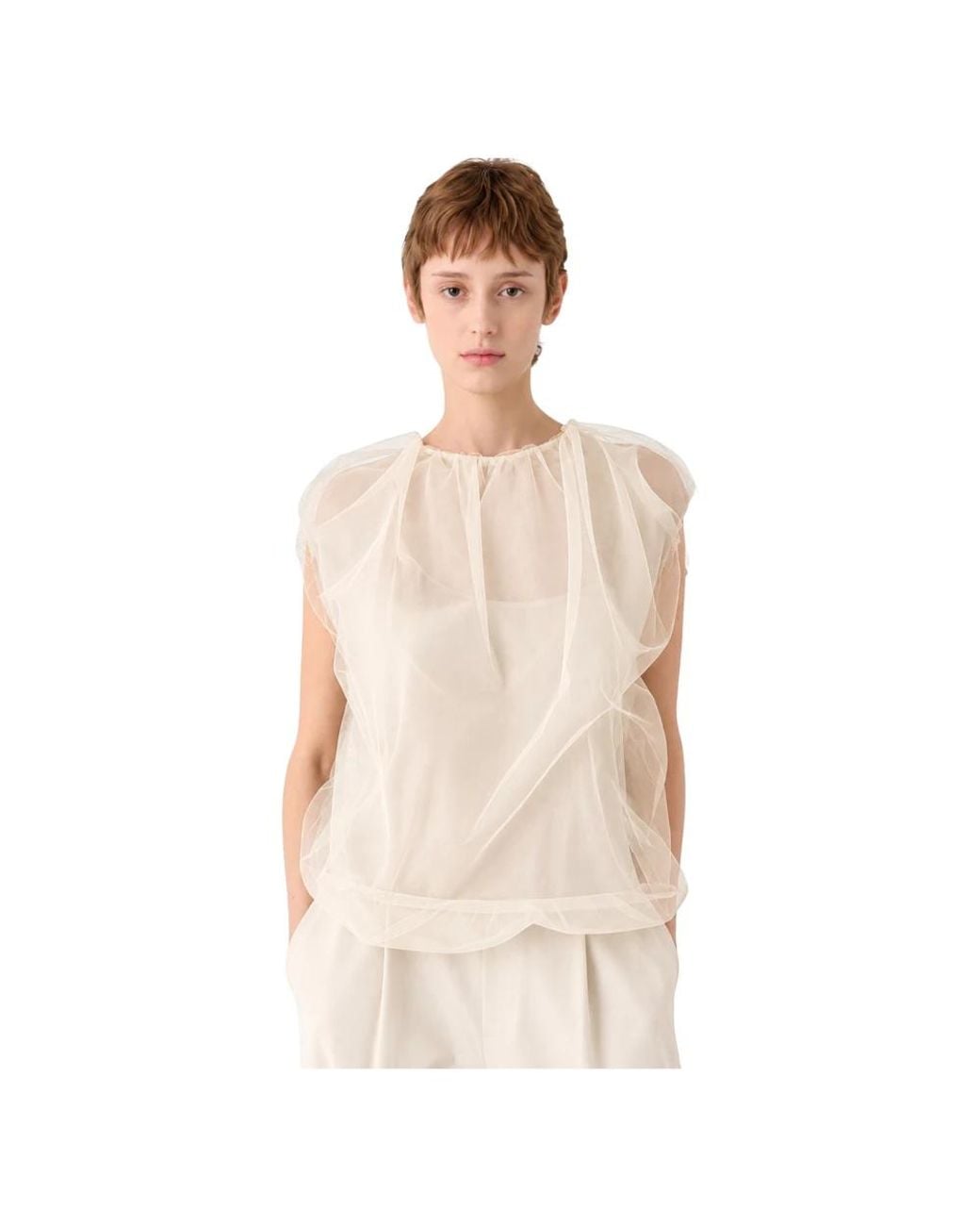 MEIMEIJ Natural Sleeveless Tops