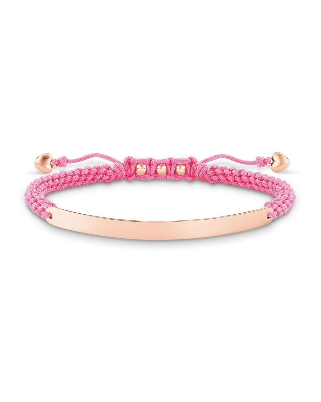 Thomas Sabo Accessoires ,Veelkleurig ,Nylon Roze/Goud Armband, 925 Zilver, Nylon in het Pink