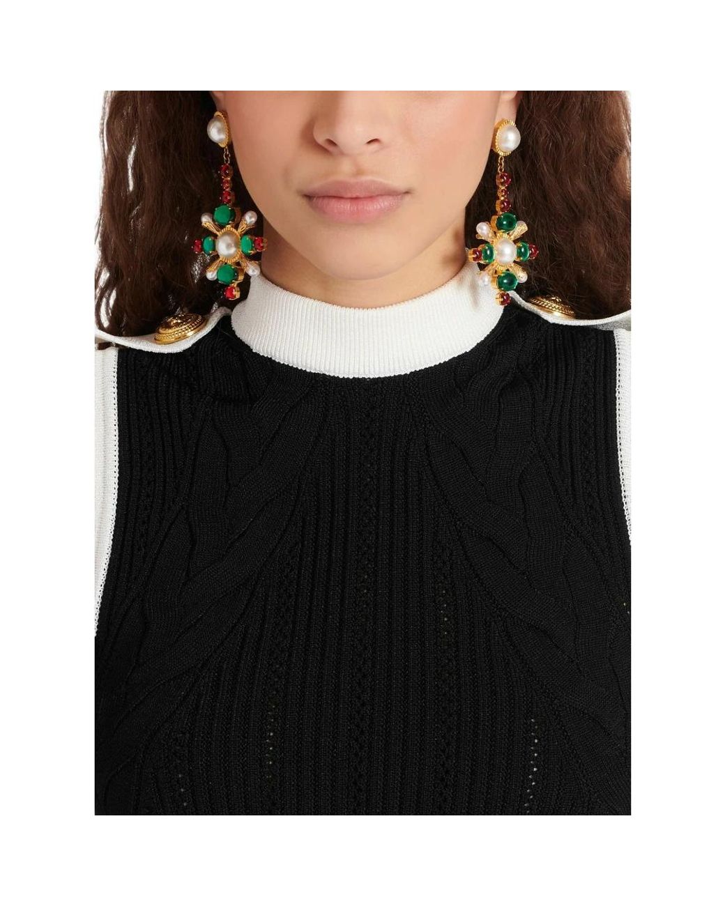 Earrings Balmain de color Green