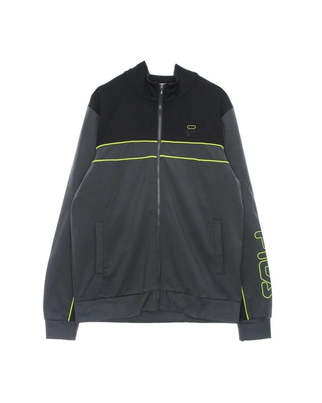 Fila Hoodies & Sweatvesten ,Veelkleurig ,Polyester Track Jacket Asfalt/Zwart Hoge Hals in het Black voor heren