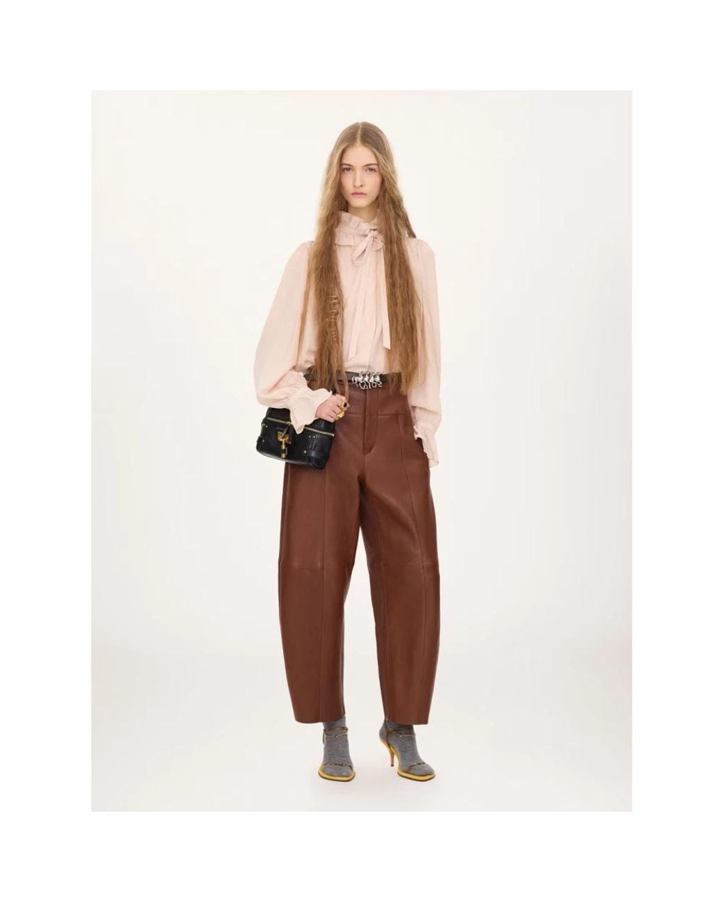 Chloé Pink Gerüschte Bluse Mit Bindeband