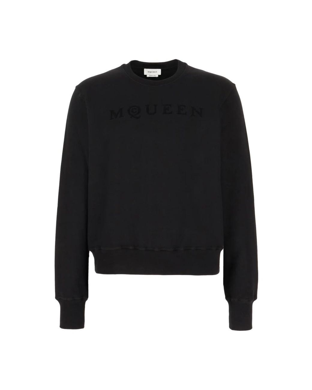 McQueen Hoodies & Sweatvesten ,Zwart ,Embossed Logo Crewneck Sweatshirt in het Black voor heren