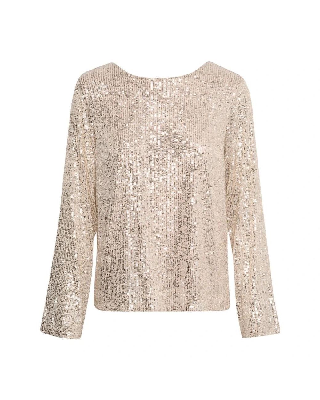 Part Two Overhemden ,Grijs ,Polyester Pailletblouse Met V-Rugdetail in het Natural