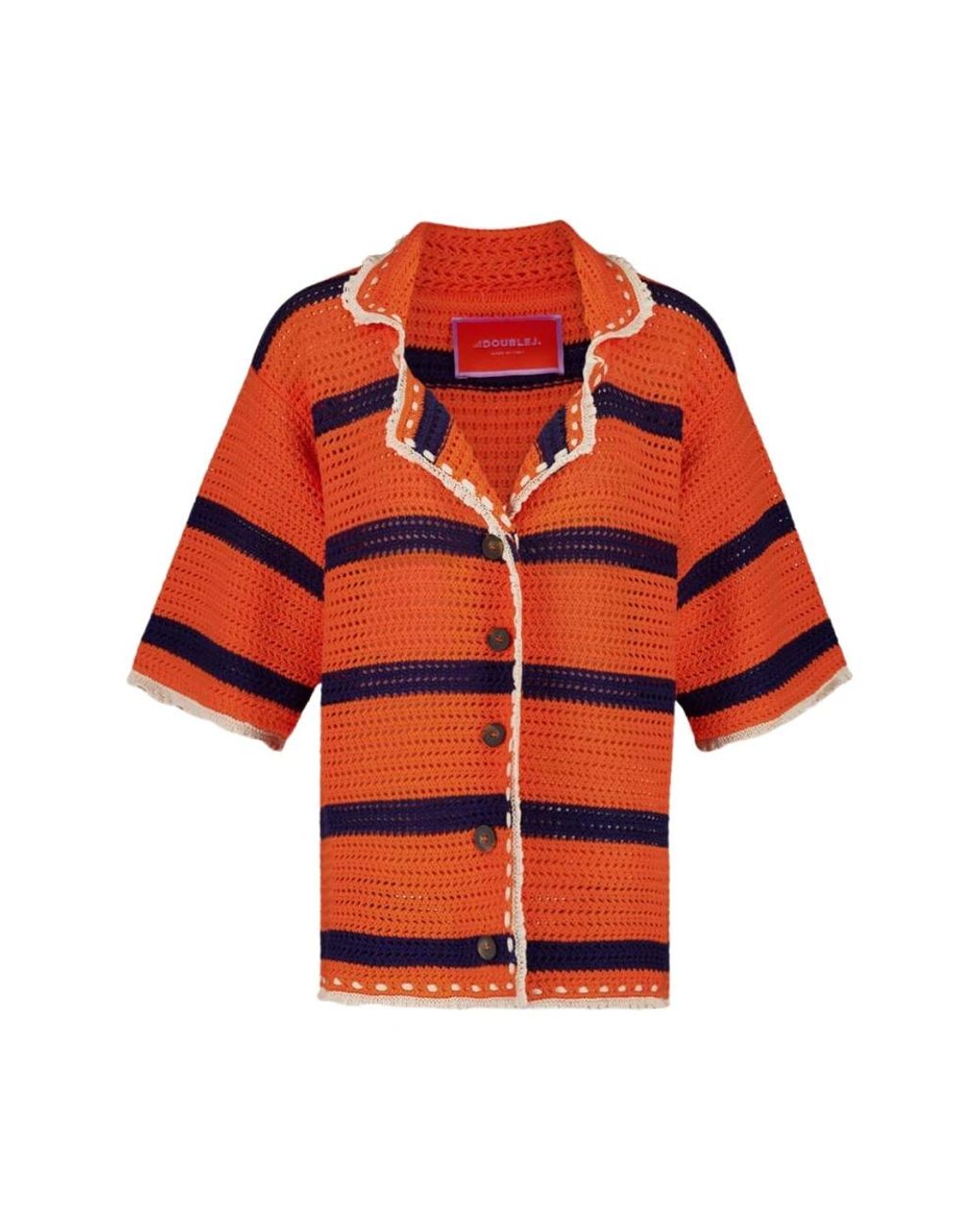 LaDoubleJ Truien & Vesten ,Veelkleurig ,Katoen Salt'N'Vinegar Crochet Jacket in het Red
