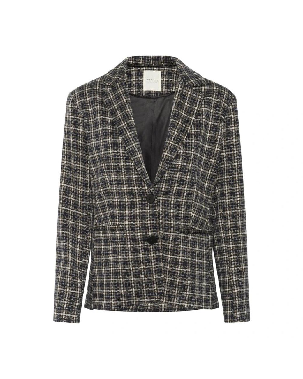 Part Two Jassen ,Veelkleurig ,Donker Check Blazer Jas in het Gray