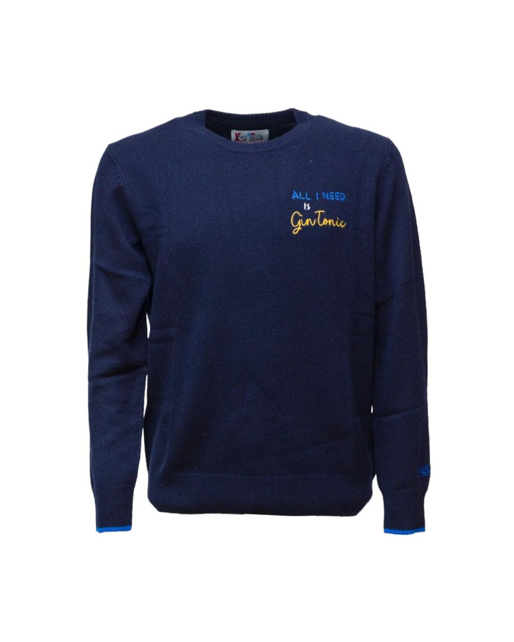 Mc2 Saint Barth Blue Round-Neck Knitwear for men