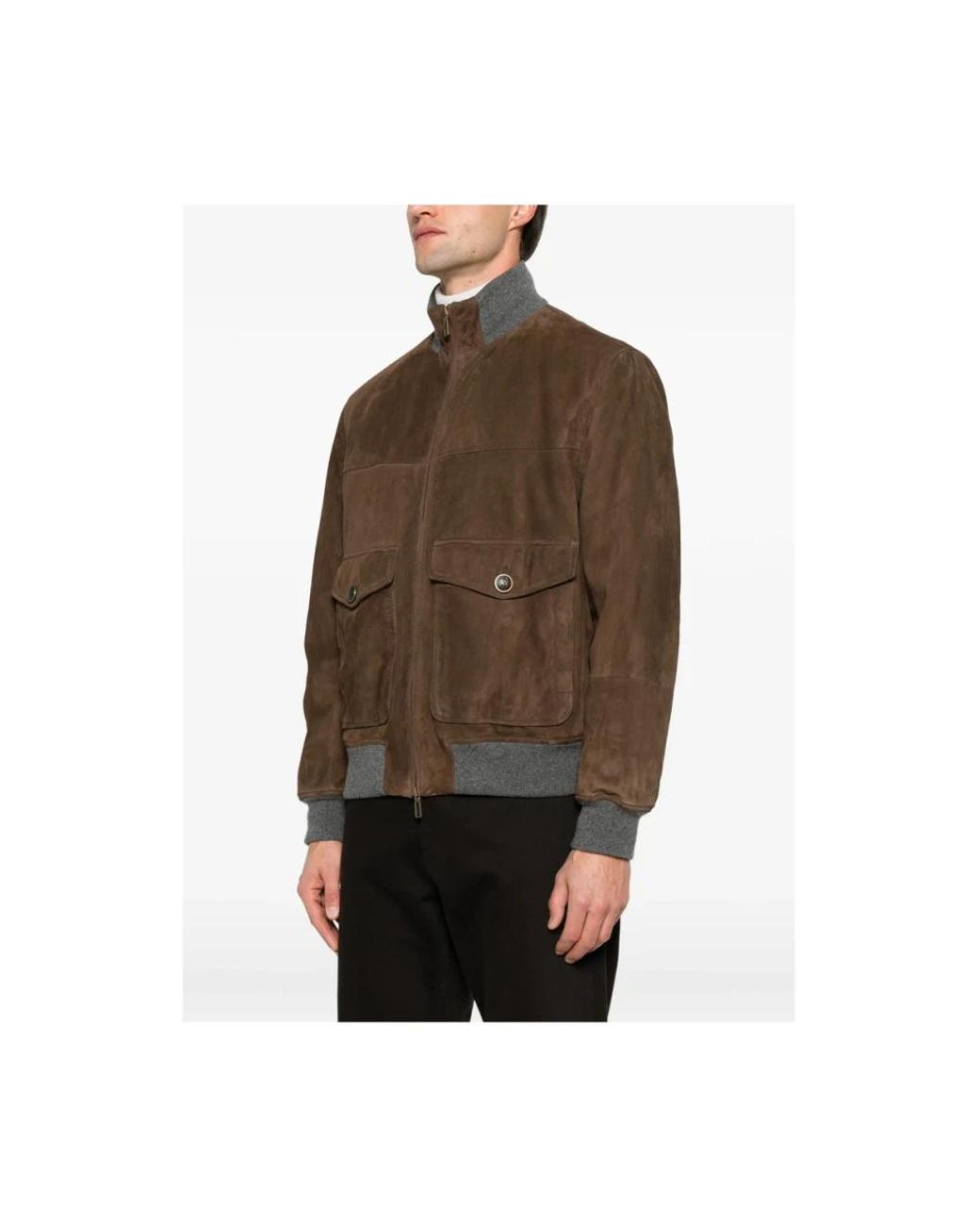 Brunello Cucinelli Brown Bomber Jackets for men