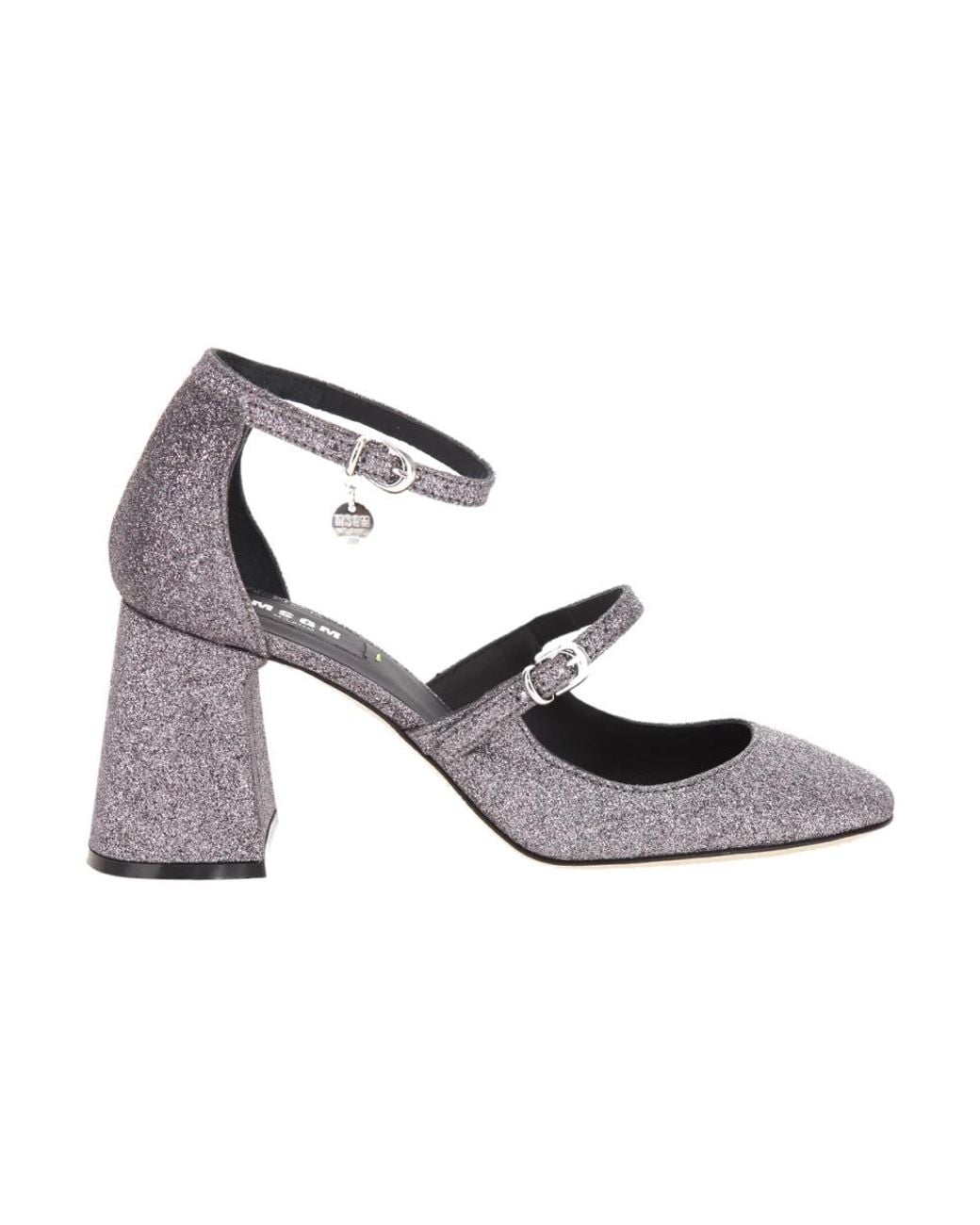 MSGM Logo-Bedel 90Mm Glitter Pomp in het Metallic