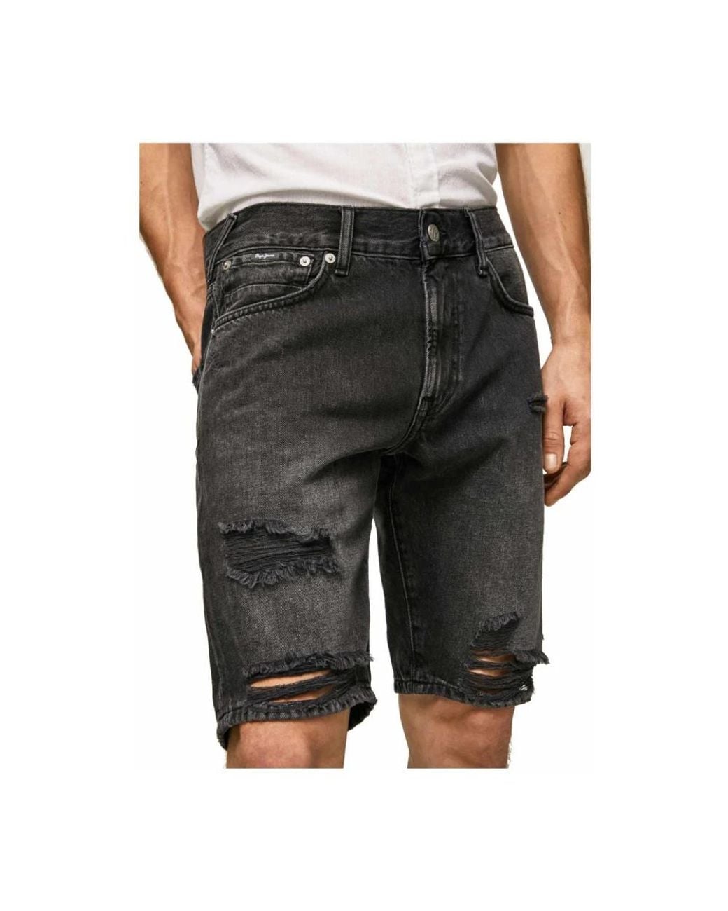 Pepe Jeans Black Denim Shorts for men