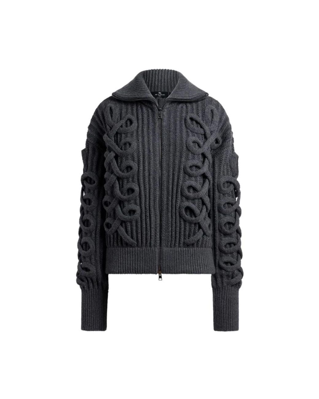 Etro Geribd Vest Van Wolmix Met Rits En Geweven Details in het Black