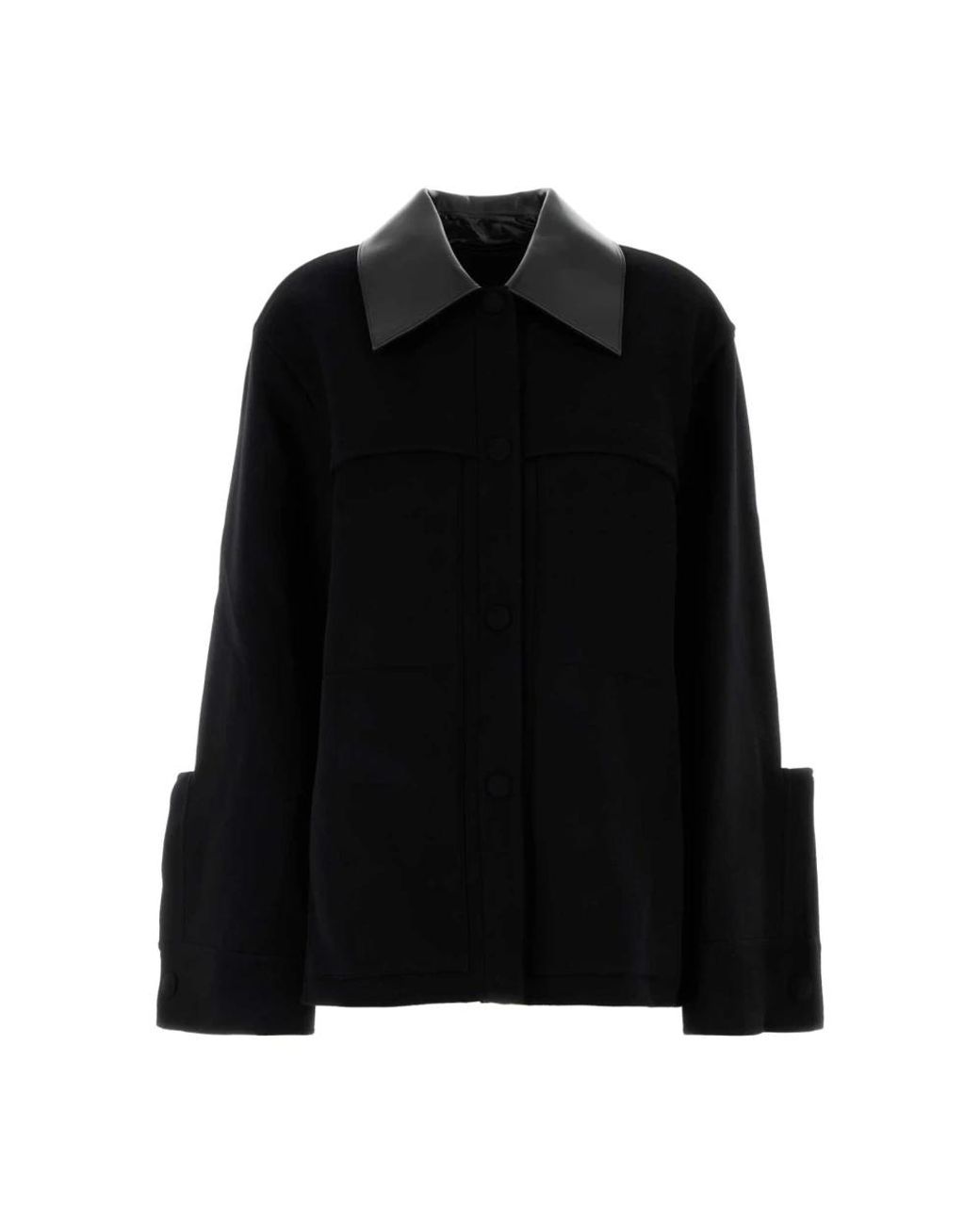 Jil Sander Jassen ,Zwart ,Wol Stijlvolle Zwarte Wollen Jas in het Black