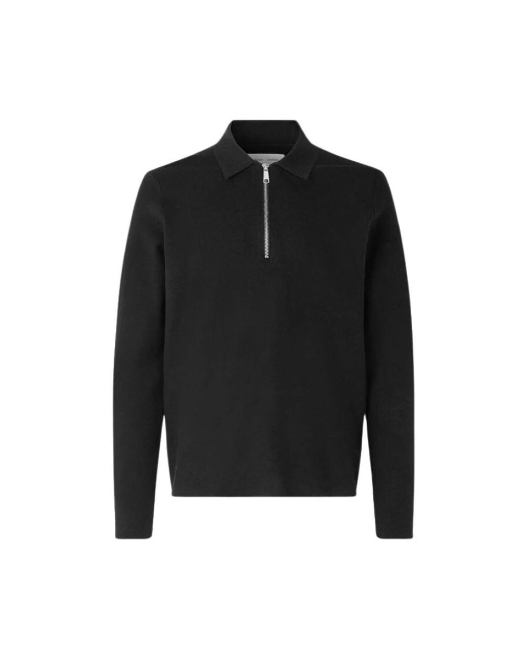 Samsøe & Samsøe Half Zip Gebreide Poloshirt in het Black