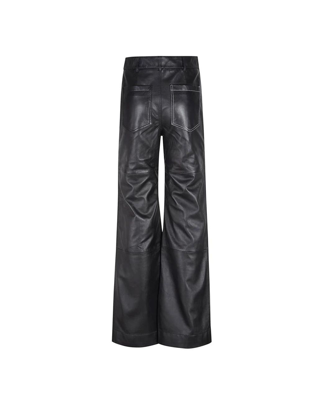 Victoria Beckham Gray Leather Trousers