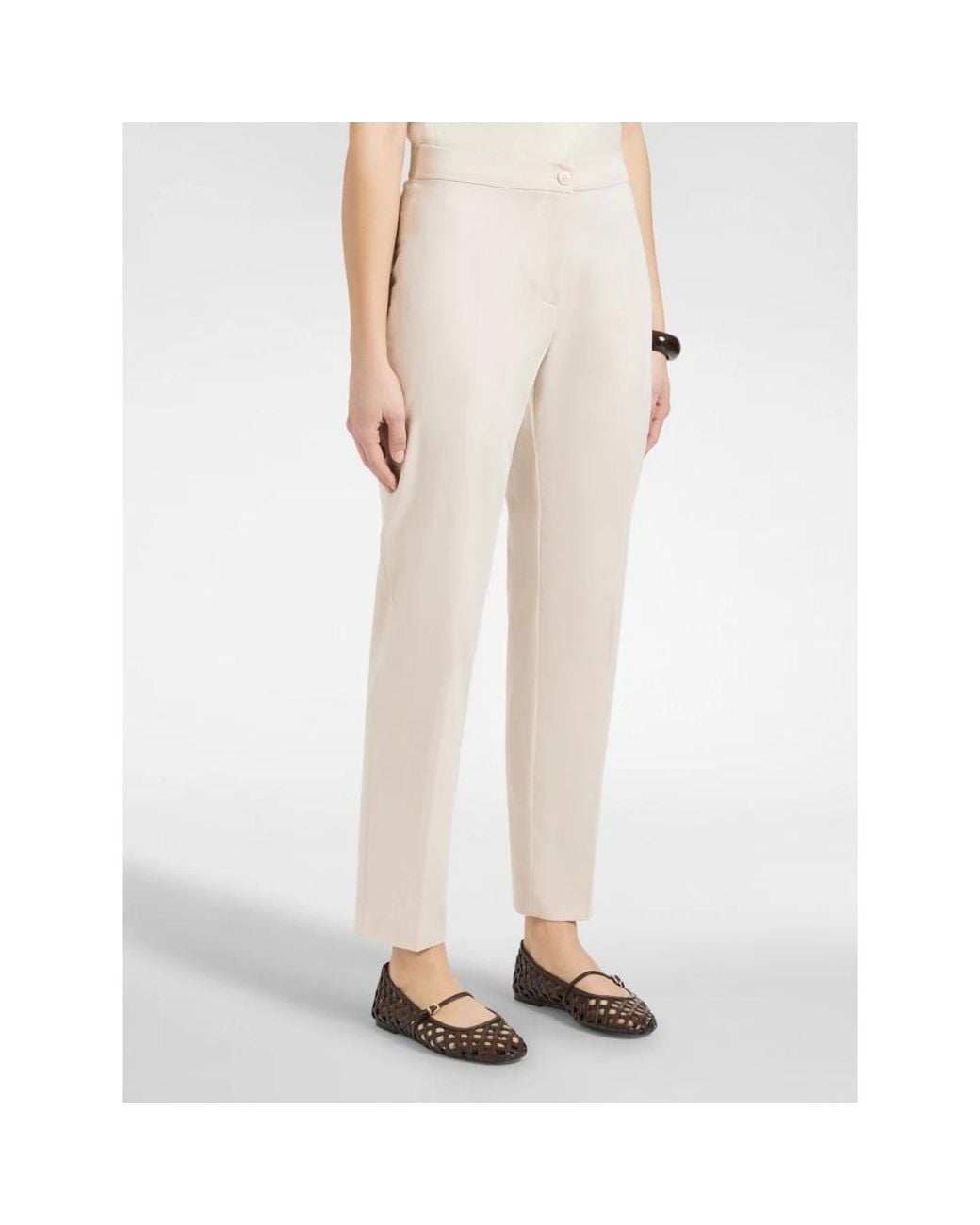 Elena Miro White Slim-Fit Trousers