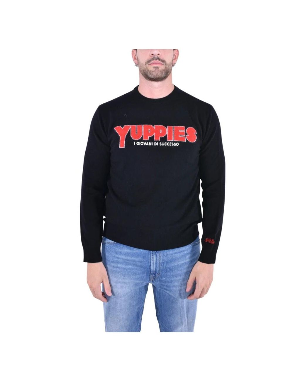 Mc2 Saint Barth Black Round-Neck Knitwear for men