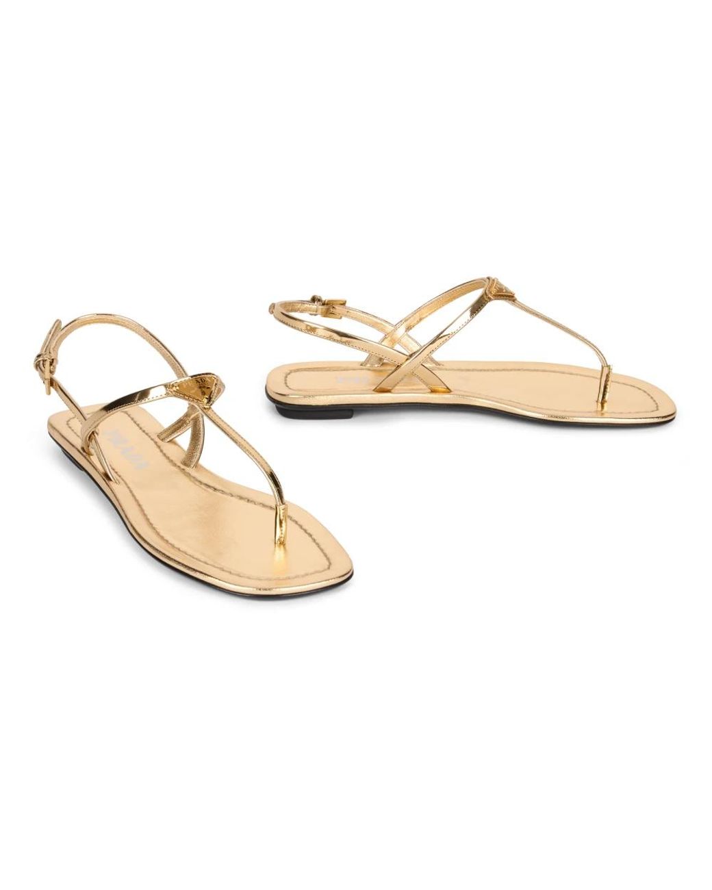 Prada Metallic Flat Sandals