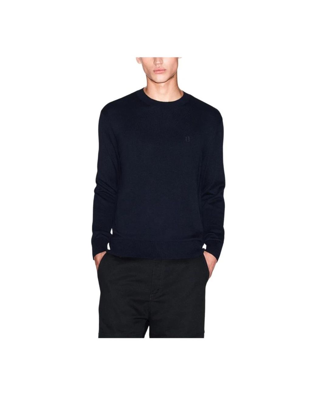 ARMANI EXCHANGE Blue Round-Neck Knitwear for men