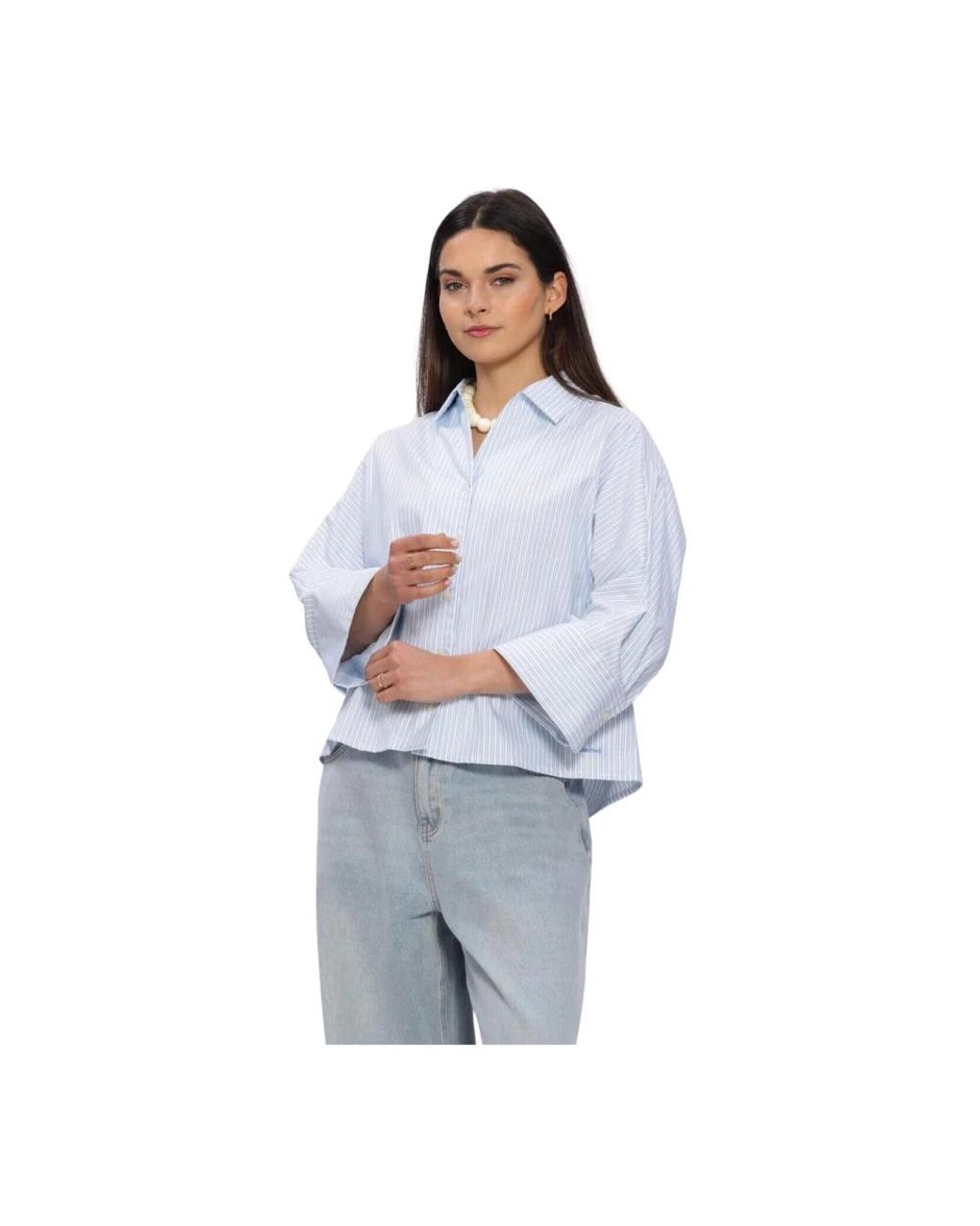 SELECTED Slfester Oversize 3/4 Shirt in het Blue
