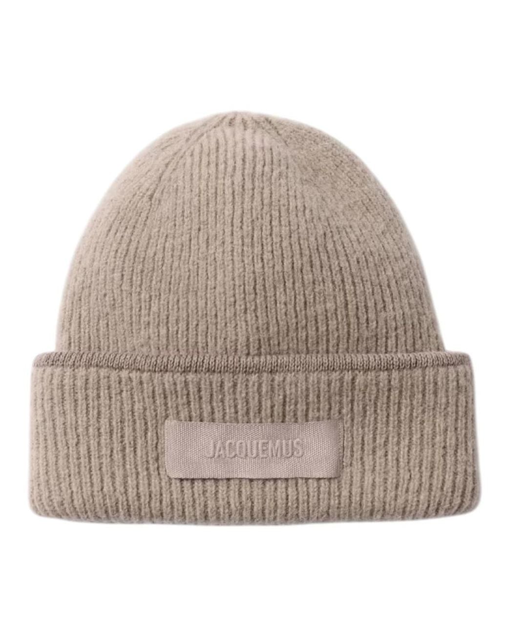 Jacquemus Natural Gerippte Strickmütze