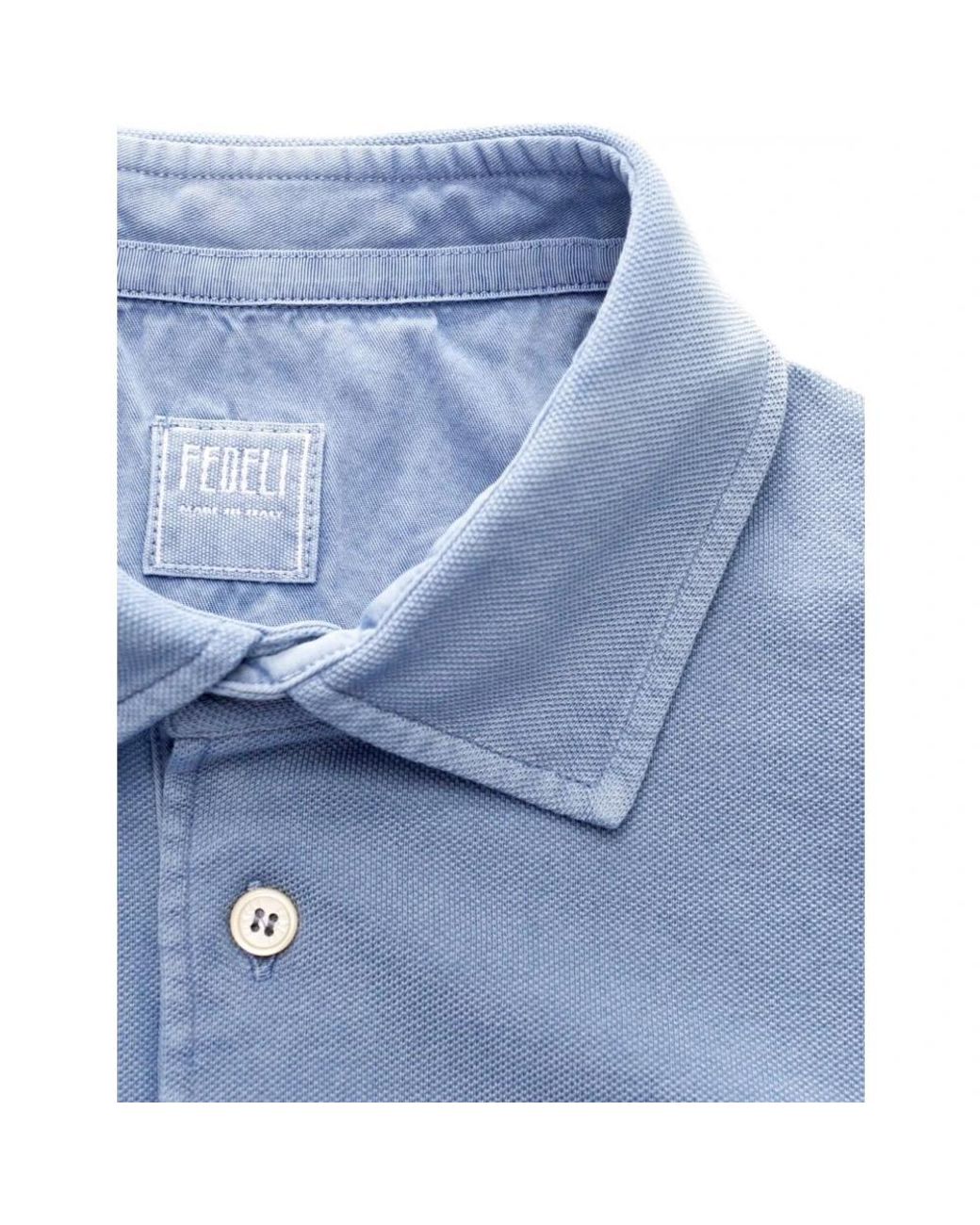 Fedeli Blue Polo Shirts for men