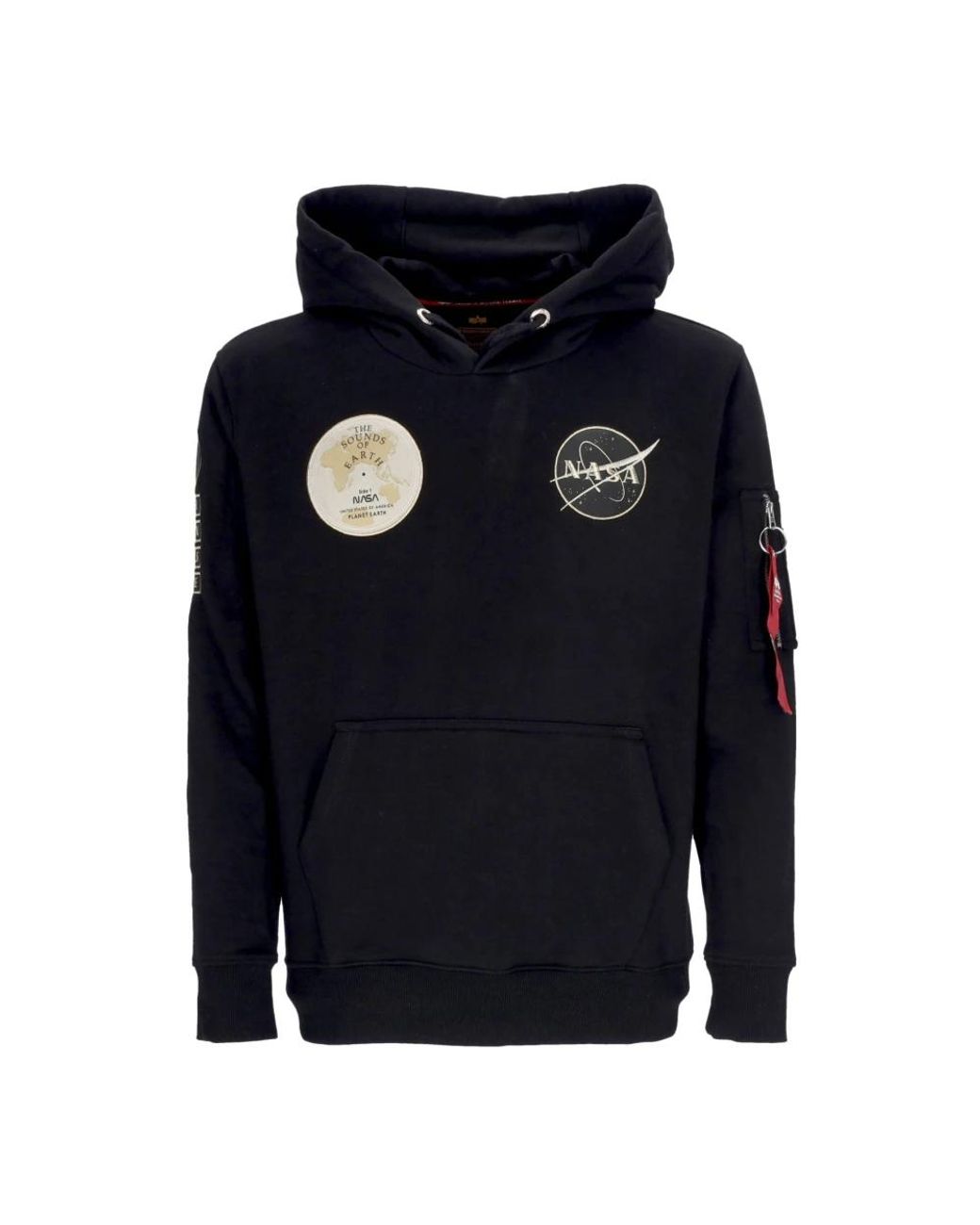 Alpha Industries Hoodies & Sweatvesten ,Zwart ,Katoen Nasa Voyager Zwarte Hoodie in het Blue voor heren