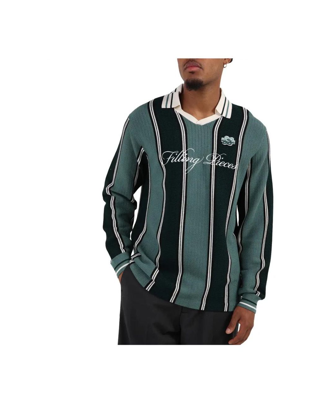 Filling Pieces Green V-Neck Knitwear for men
