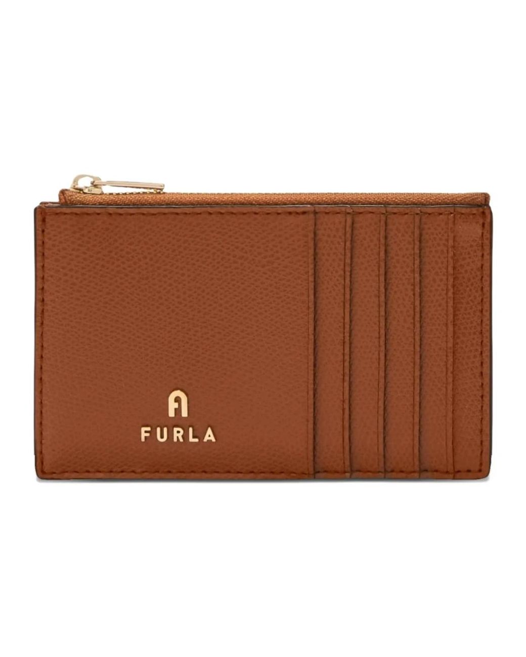 Furla Accessoires ,Bruin ,Leer Camelia M Zipped Card Case in het Brown