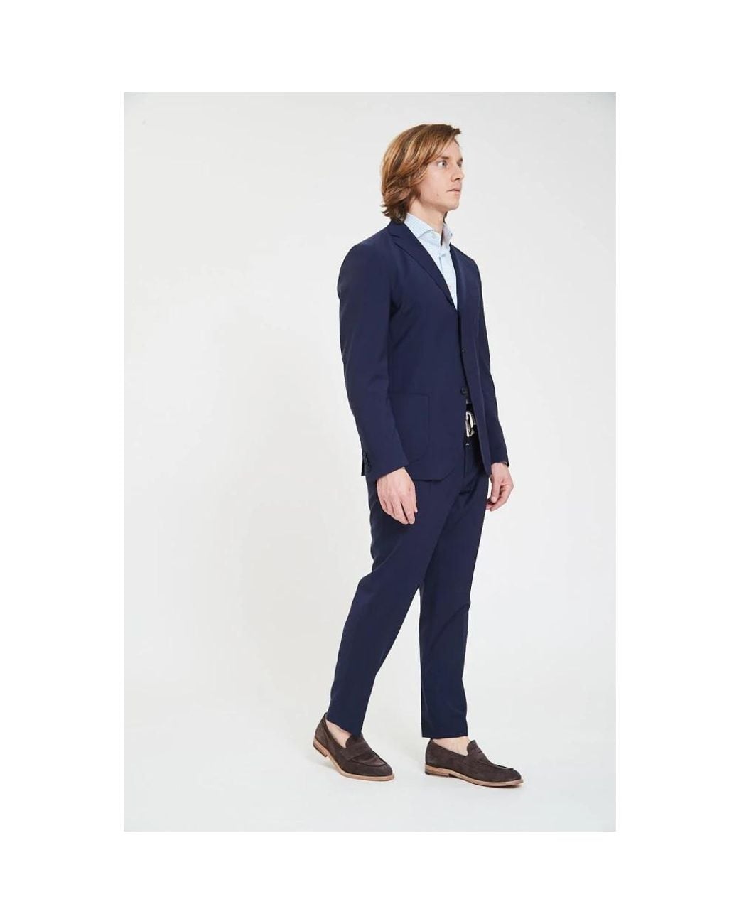 Santaniello Blue Single Breasted Suits for men
