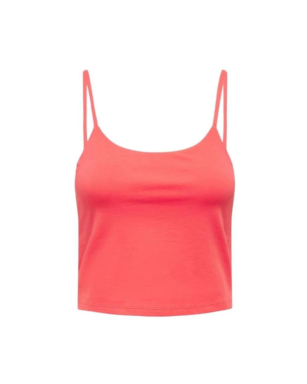 ONLY Tops ,Rood ,Katoen Mouwloze Katoenen Top, Hot Coral in het Pink