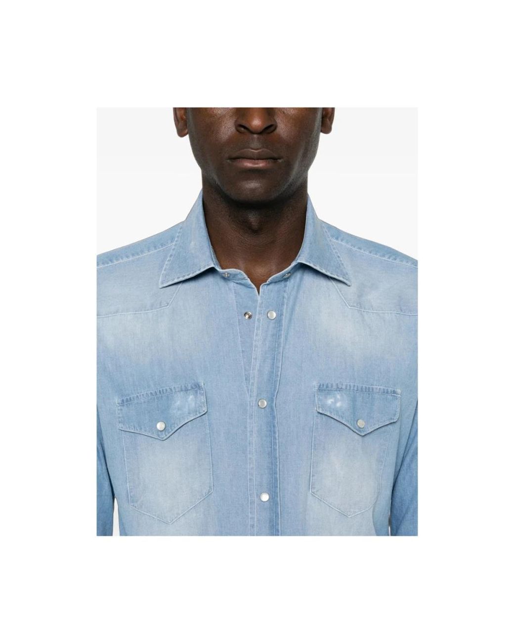 Sartorio Napoli Blue Denim Shirts for men
