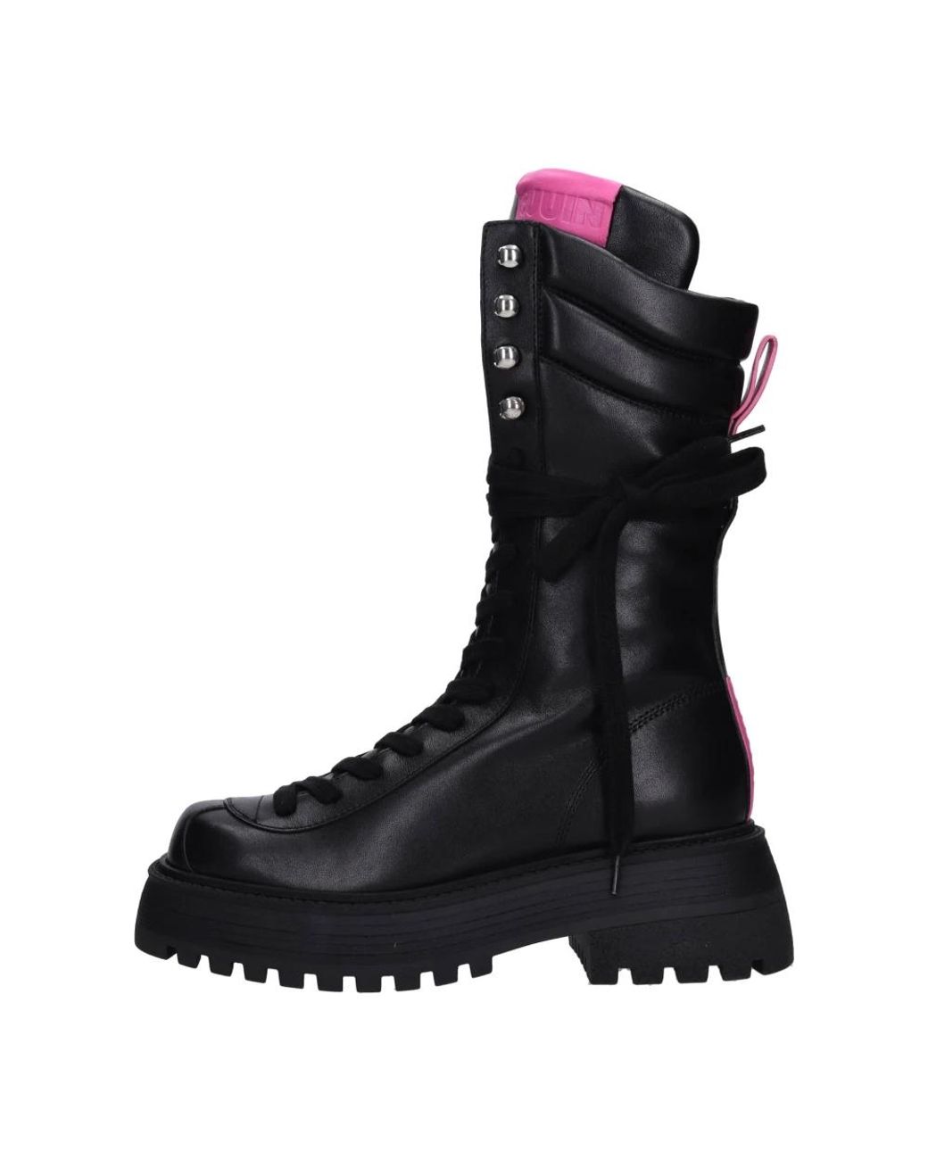 3Juin Black Lace-Up Boots