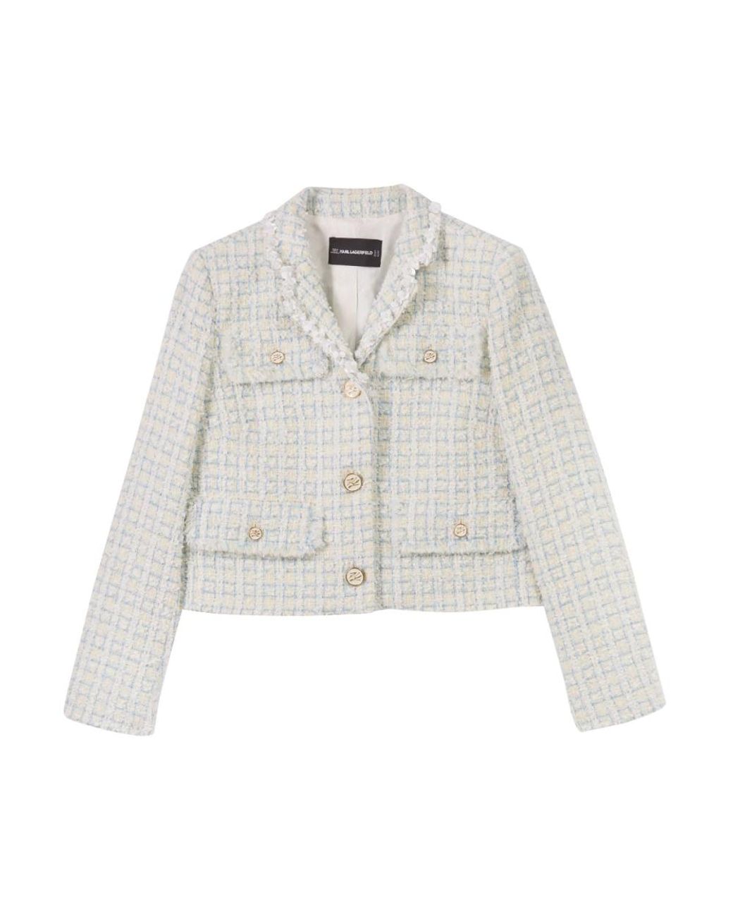 Karl Lagerfeld White Tweed Jackets