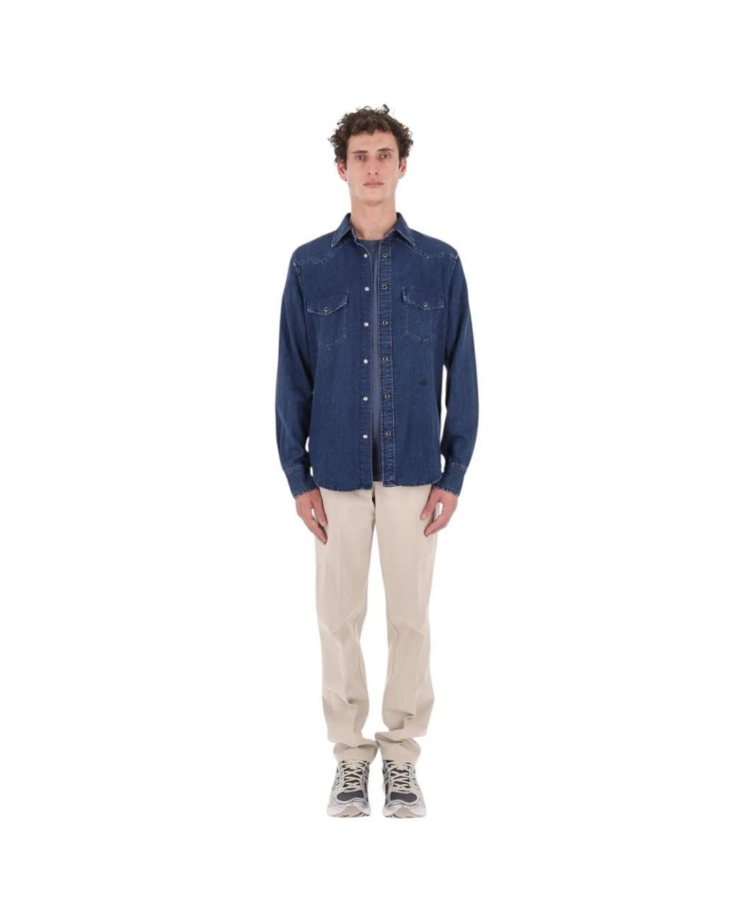 Jacob Cohen Blue Denim Shirts for men