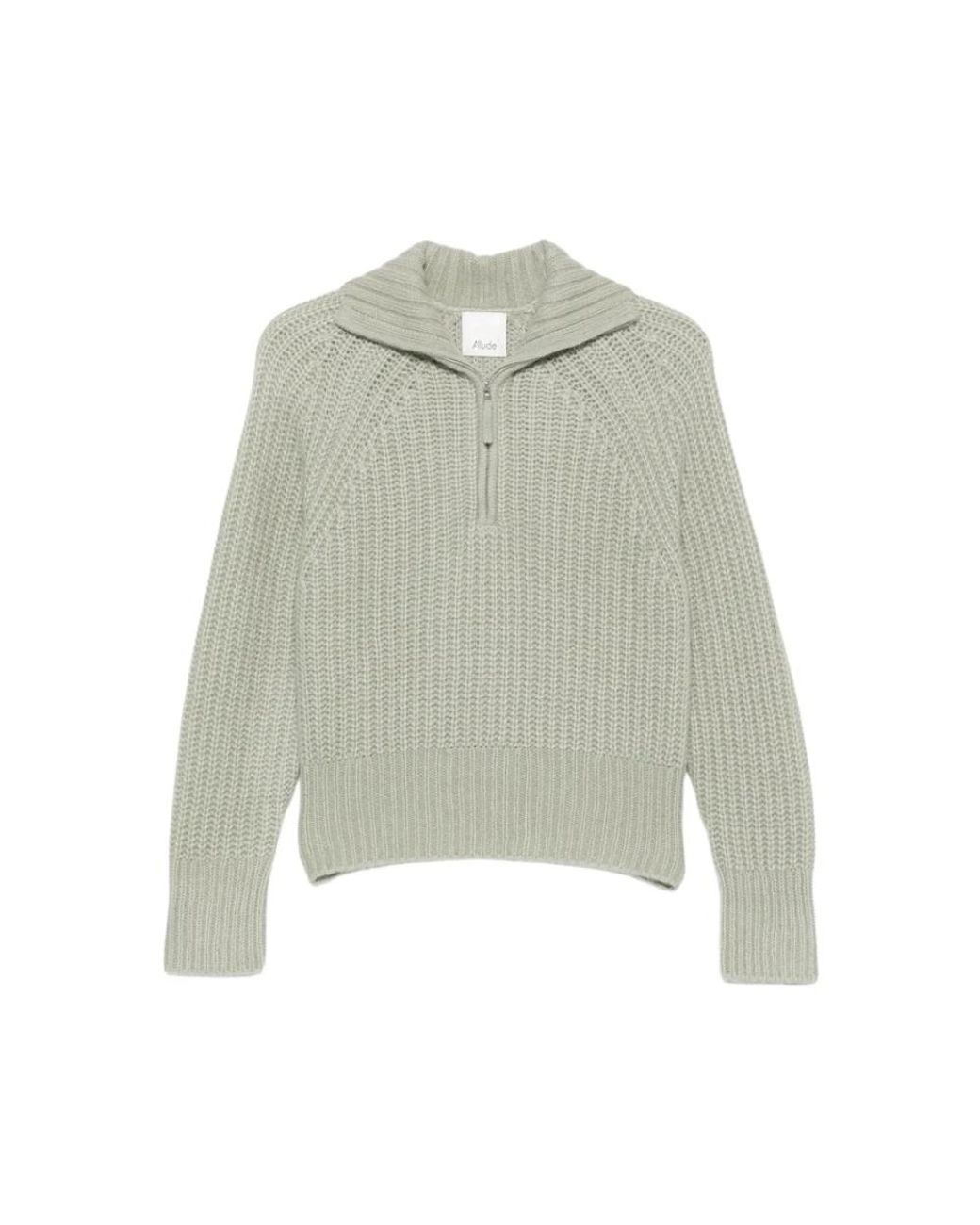 Allude Green Round-Neck Knitwear