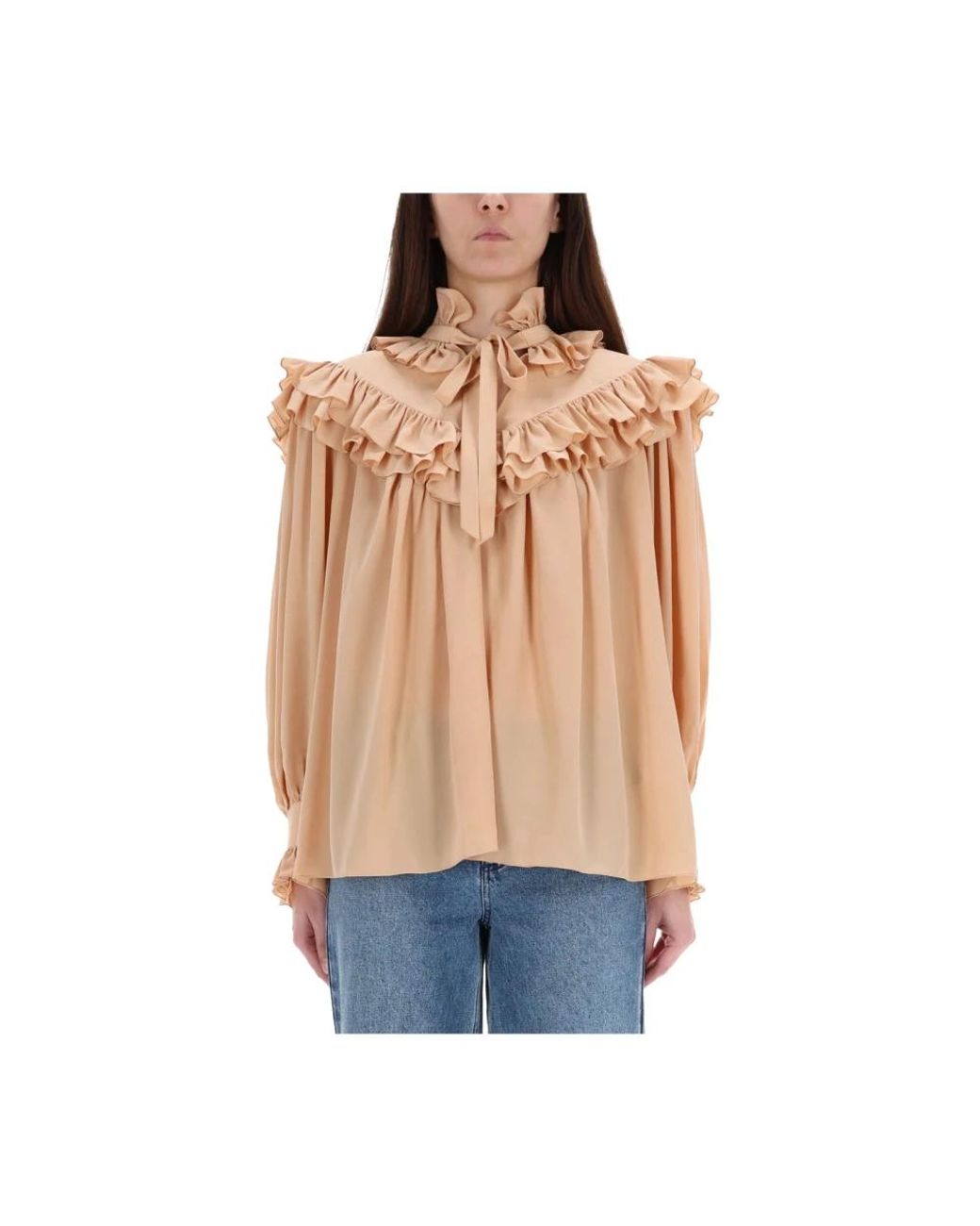 Chloé Blue Rüschenbluse