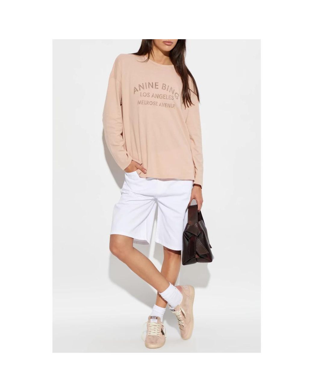 Anine Bing Natural Long Sleeve T-Shirts