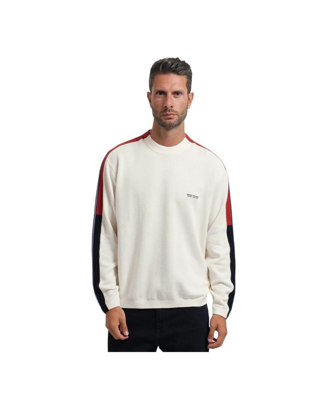 ARMANI EXCHANGE Ax Crew Neck Pullover in het White voor heren