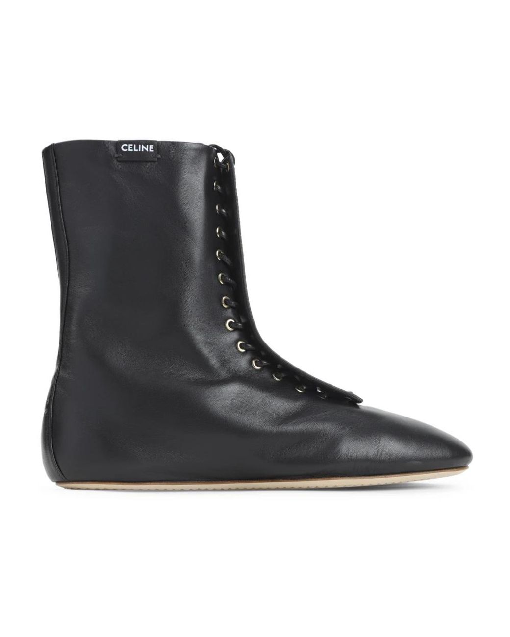 Céline Black Lace-Up Boots