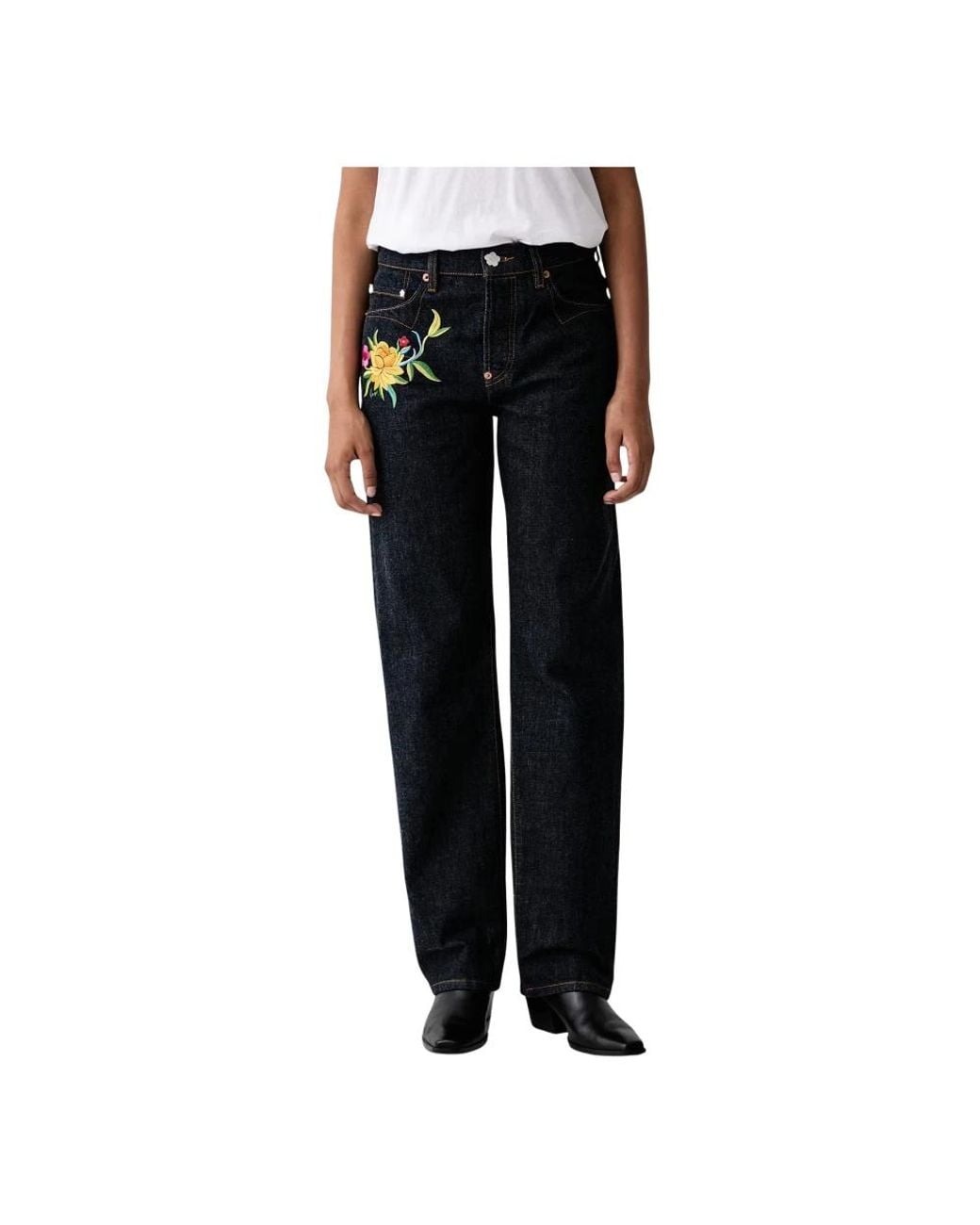 KENZO Wildflower Rechte Jeans in het Black