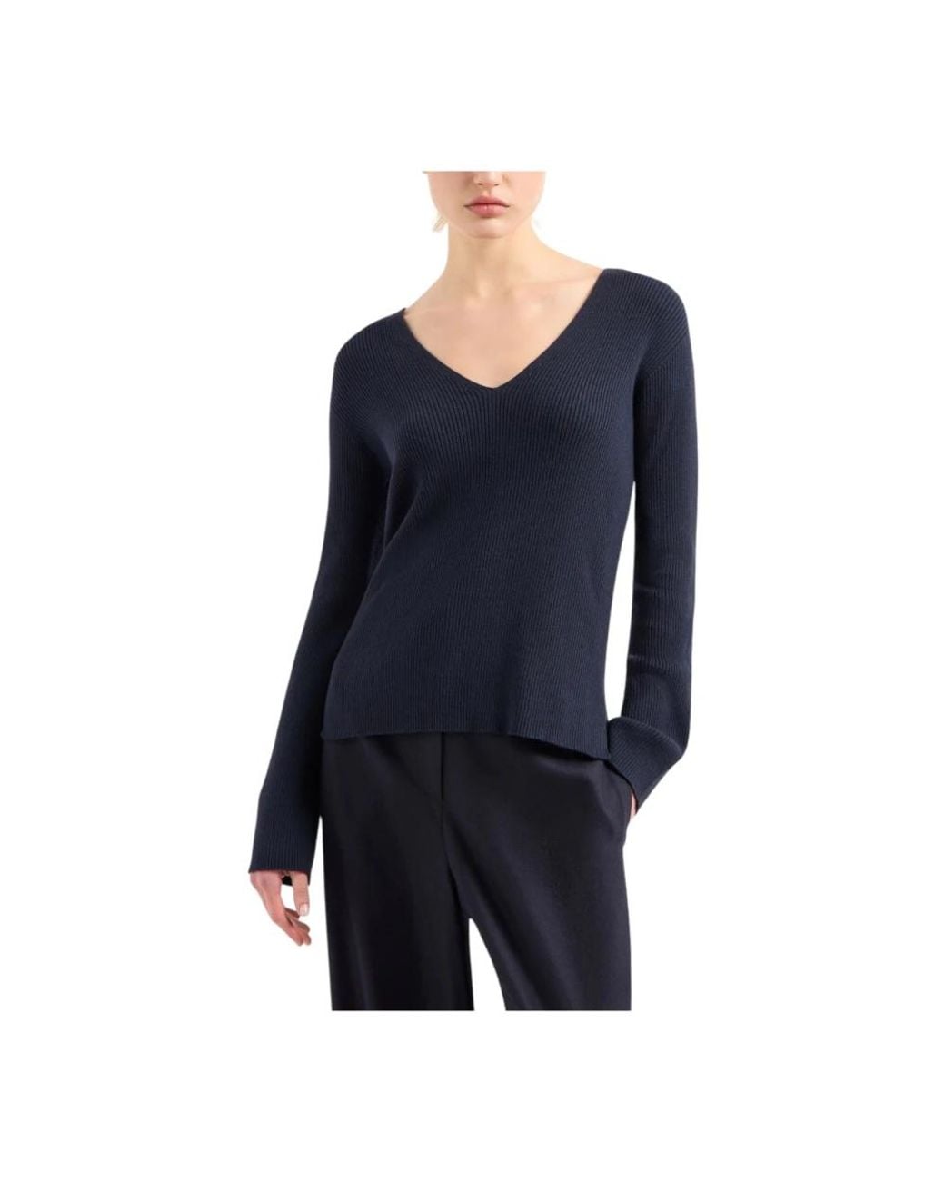 Emporio Armani Blue V-Neck Knitwear