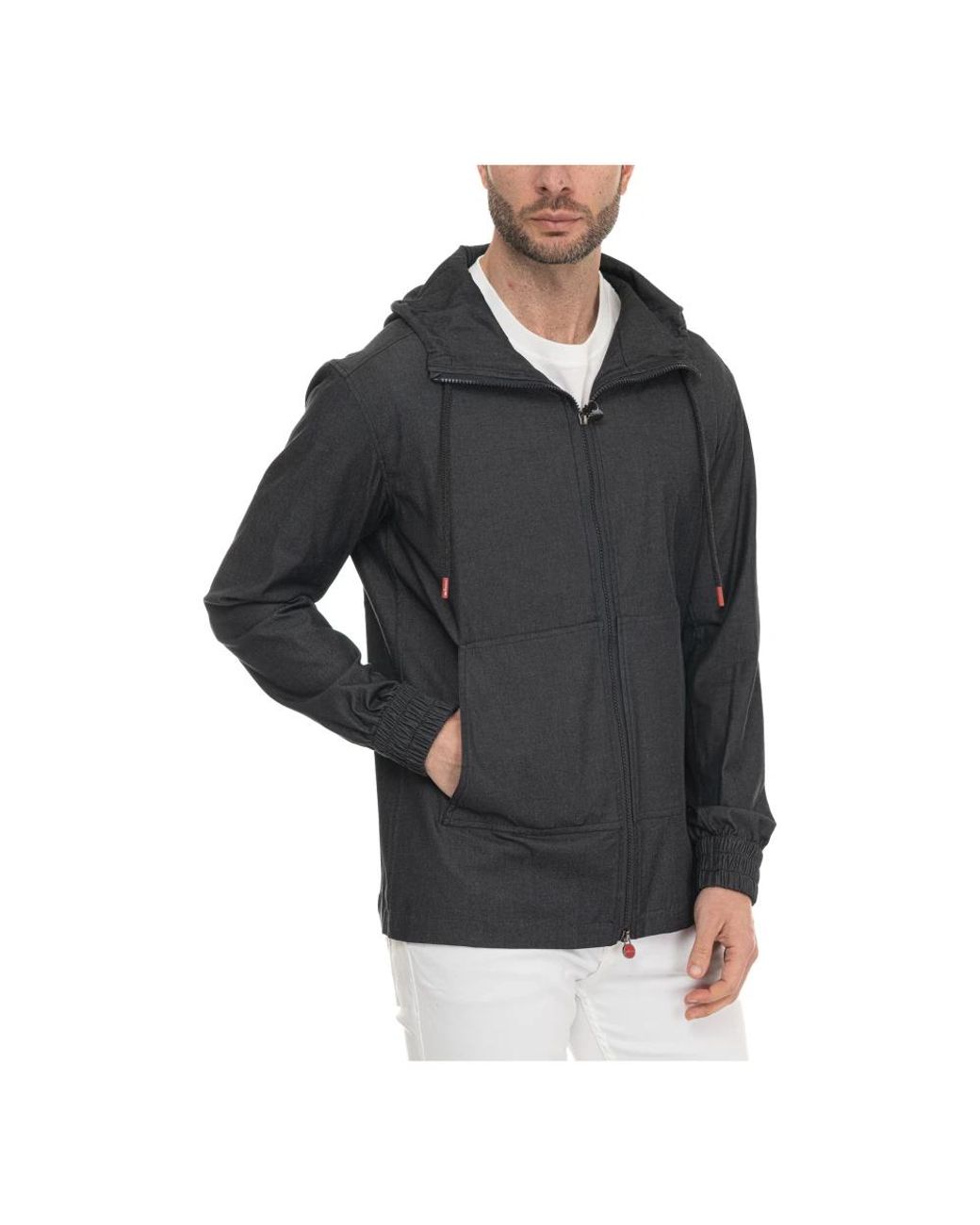 Kiton Black Zip-Throughs for men