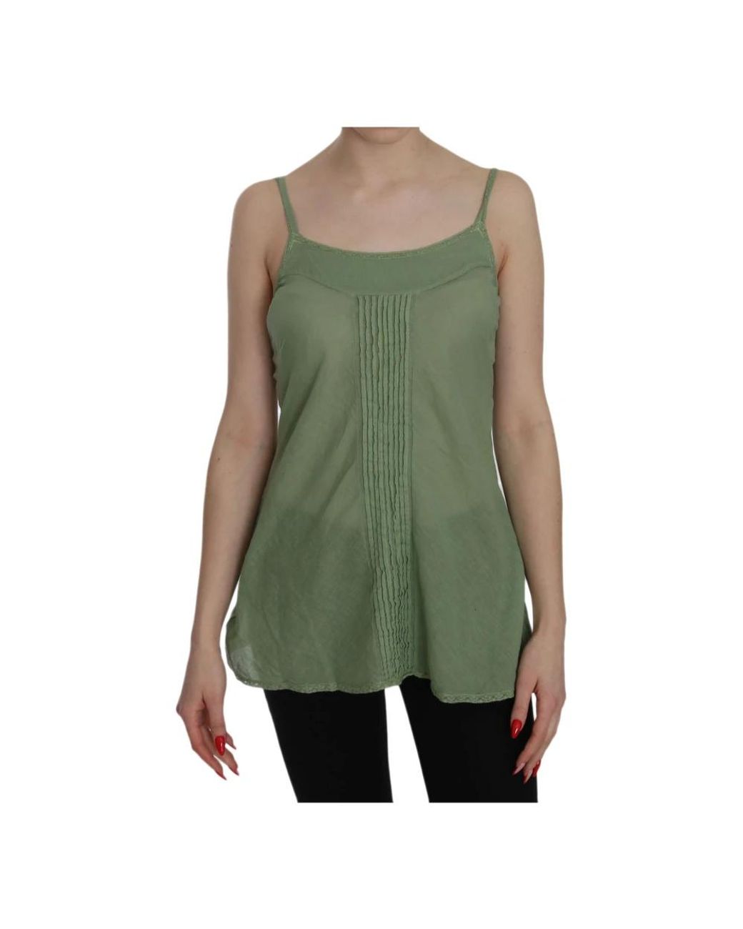 Pink Memories Green Sleeveless Tops