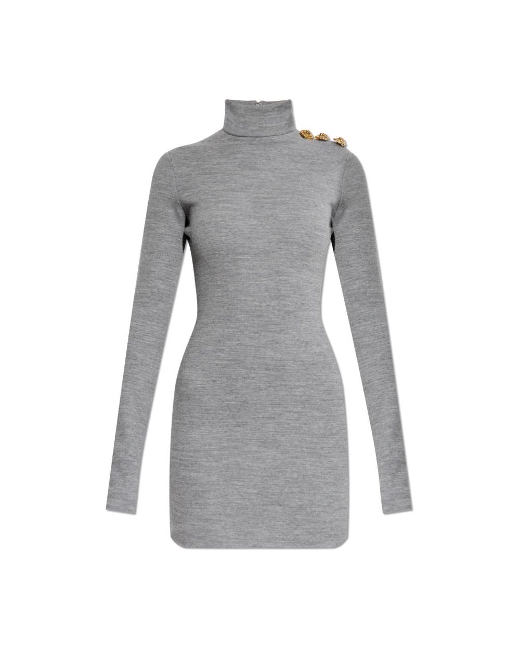 Balmain Kleedjes ,Grijs ,Katoen Turtleneck Jurk in het Gray