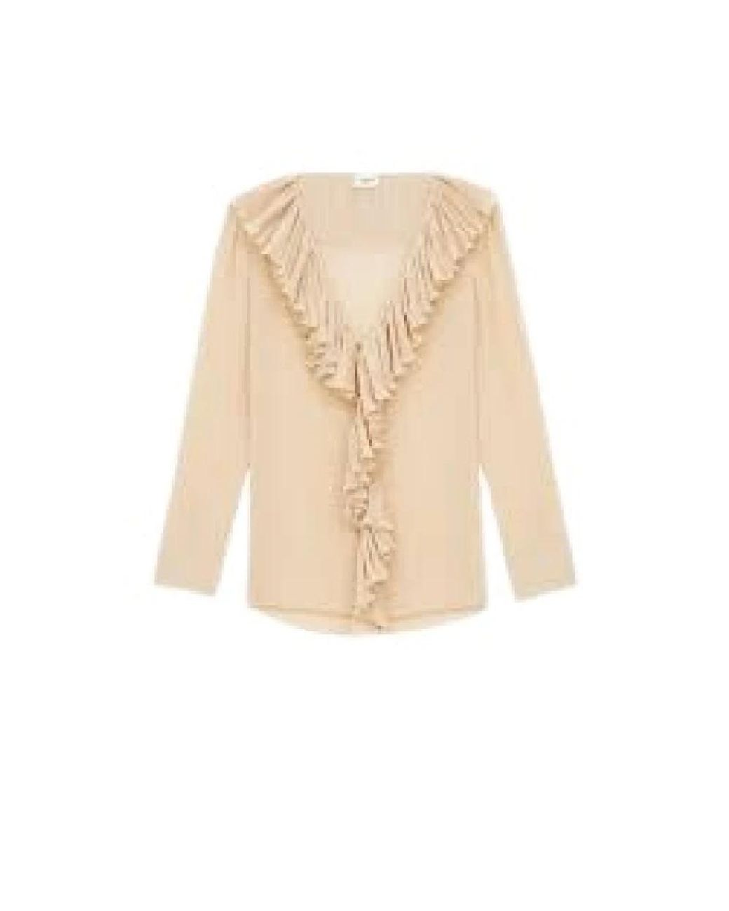 Saint Laurent Overhemden ,Gestreepte Zijden Blouse in het Natural