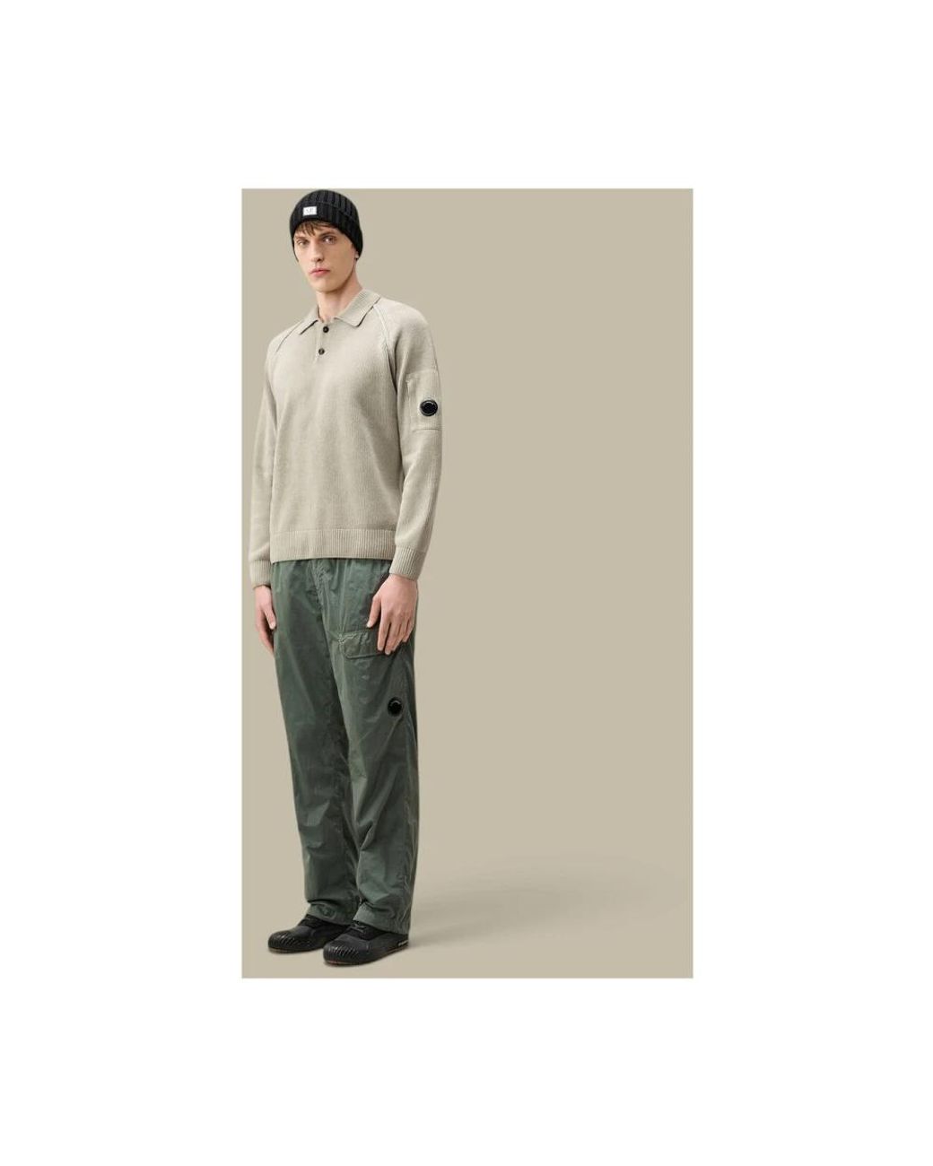 C P Company Green Straight Trousers for men