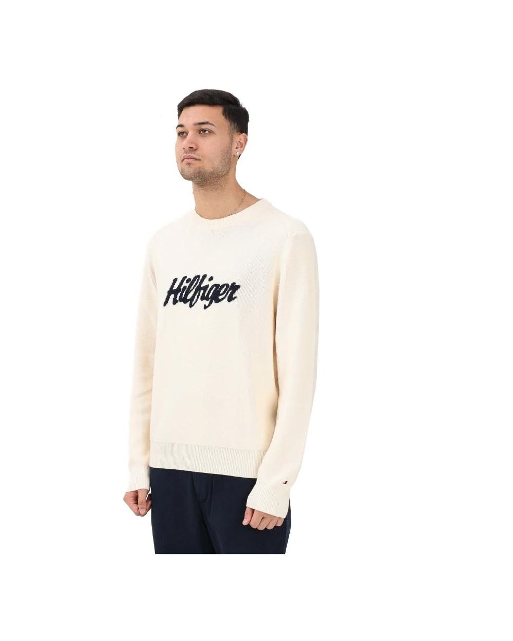 Tommy Hilfiger White Round-Neck Knitwear for men