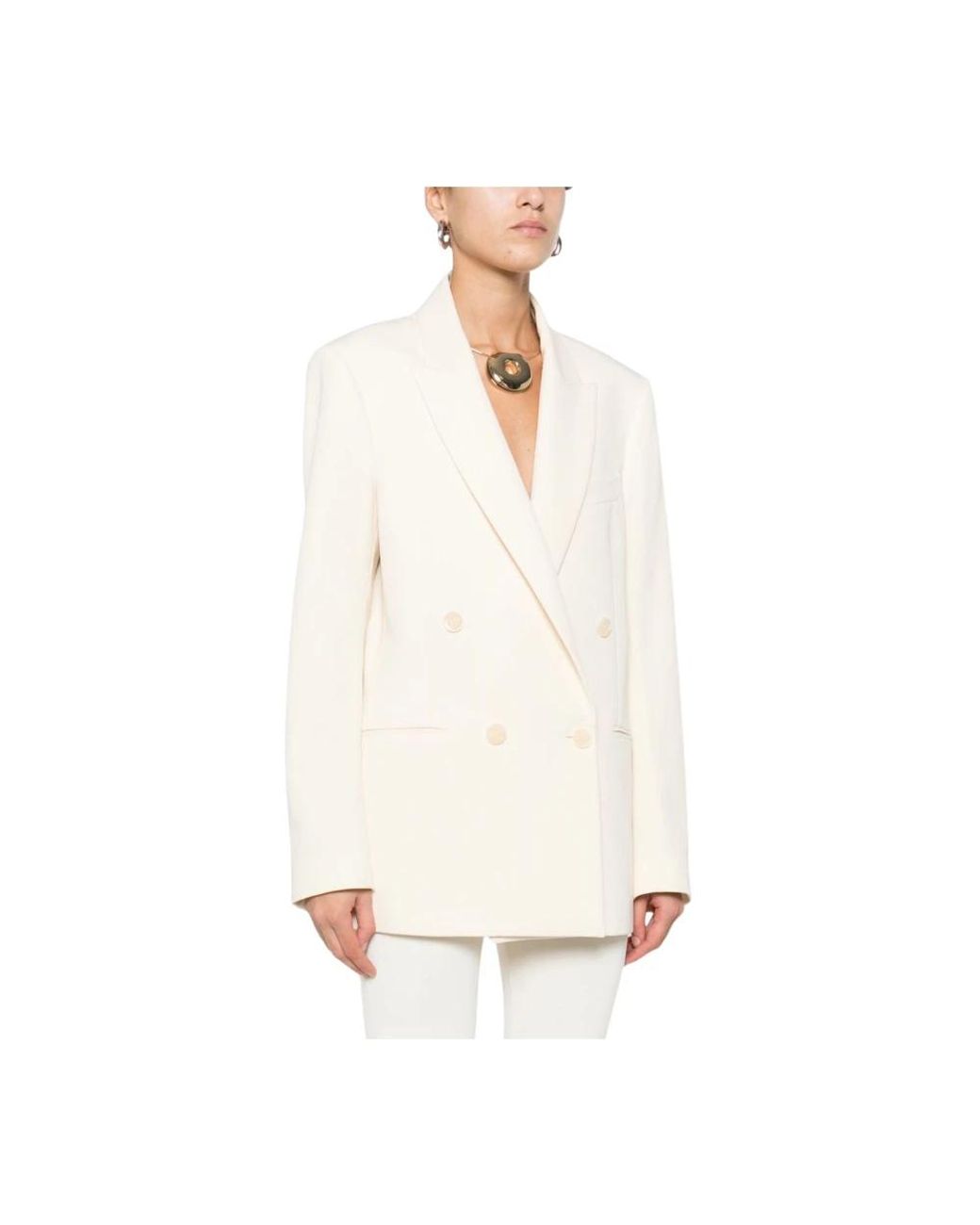 Patrizia Pepe Essential Double-Breasted Blazer in het White