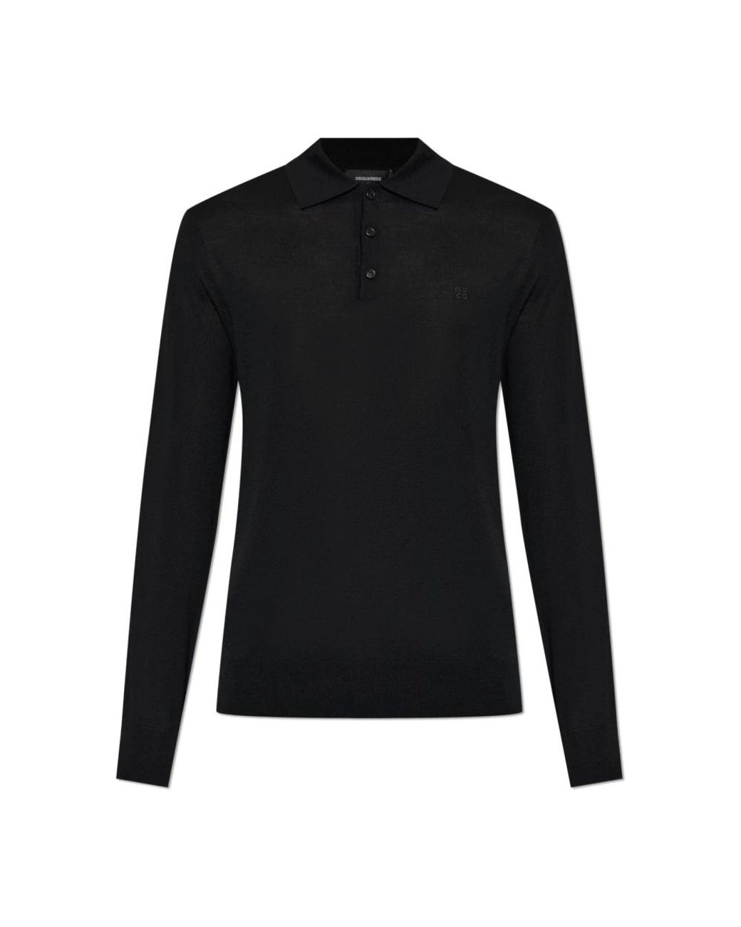 DSquared² Wool Polo Met Geborduurd Logo in het Black voor heren